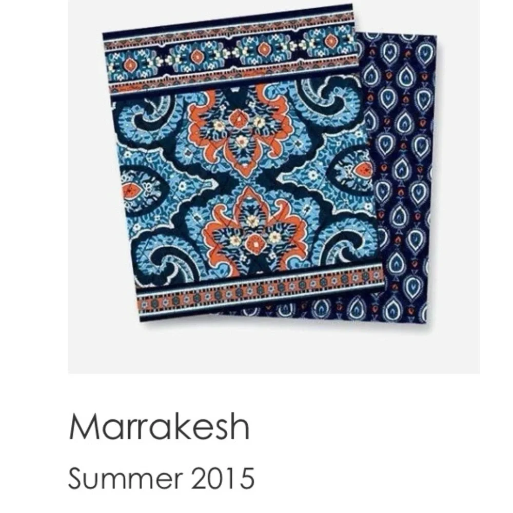 VERA BRADLEY Marrakech Motifs 2015 Tri-Fold Wallet Magnetic Close Blue Orange